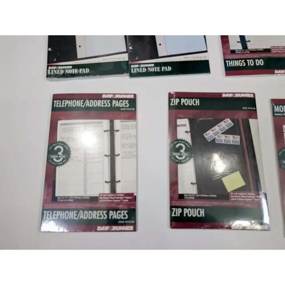 Vintage 90s Day Runner Planner Note Pad Address Pages Zip Pouch Ruler Lot New